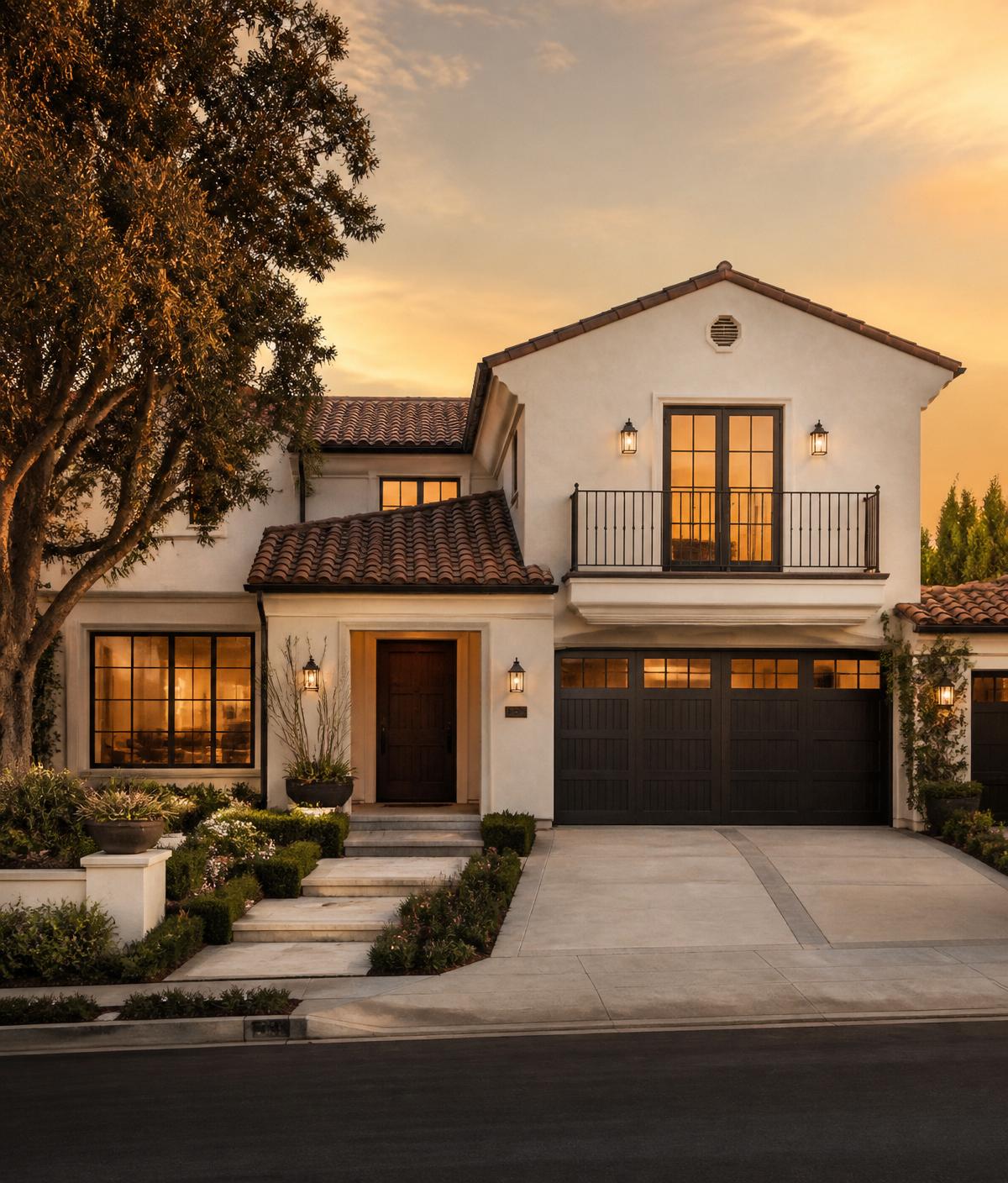 Refined California residential home at golden hour